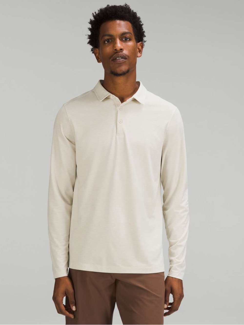 Tasso Elba Men's Size XXL Polo Shirt Long‎ Sleeve Beige Pumice 100% Cotton